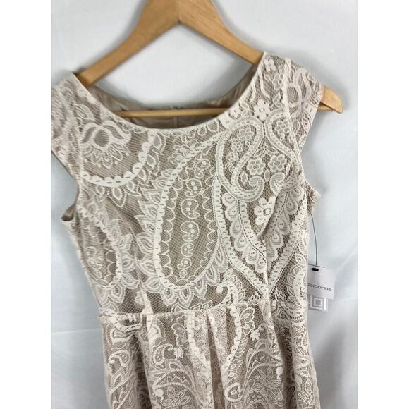 NWT Liz Claiborne Lace Overlay Fit Flare Dress Ivory White Size 6 - Picture 3 of 7